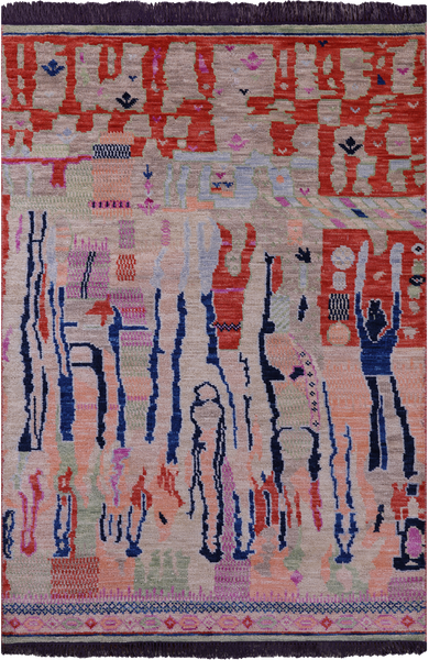 Tribal Moroccan Handmade Wool Rug - 4' 2" X 6' 0" - Golden Nile
