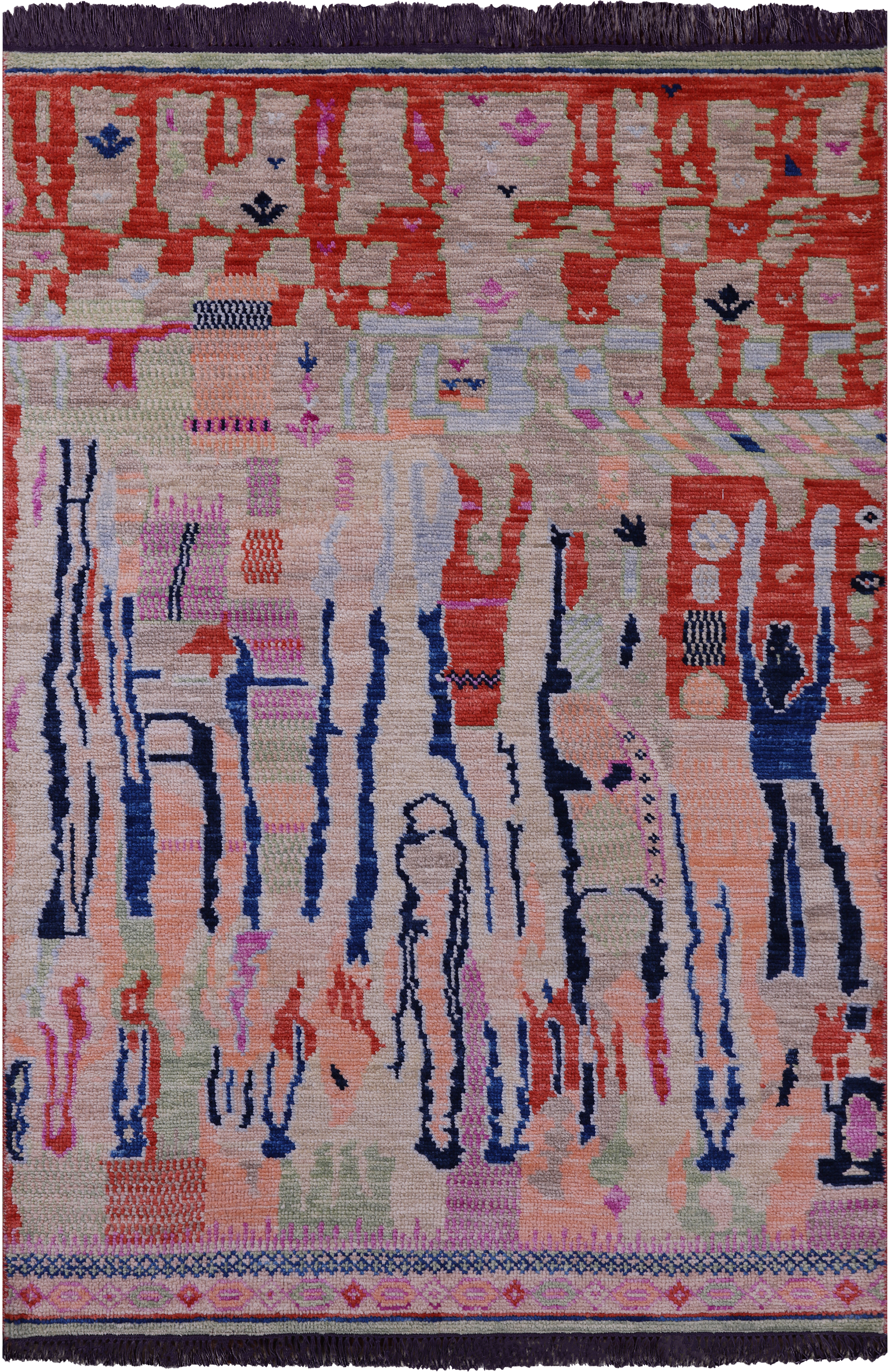 Tribal Moroccan Handmade Wool Rug - 4' 2" X 6' 0" - Golden Nile