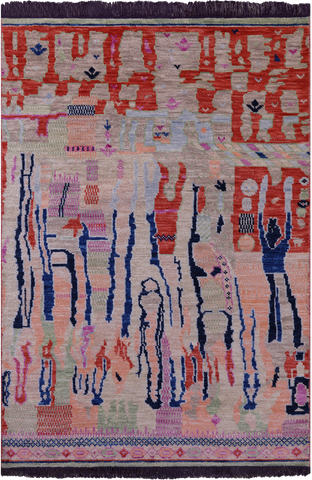 Tribal Moroccan Handmade Wool Rug - 4' 2