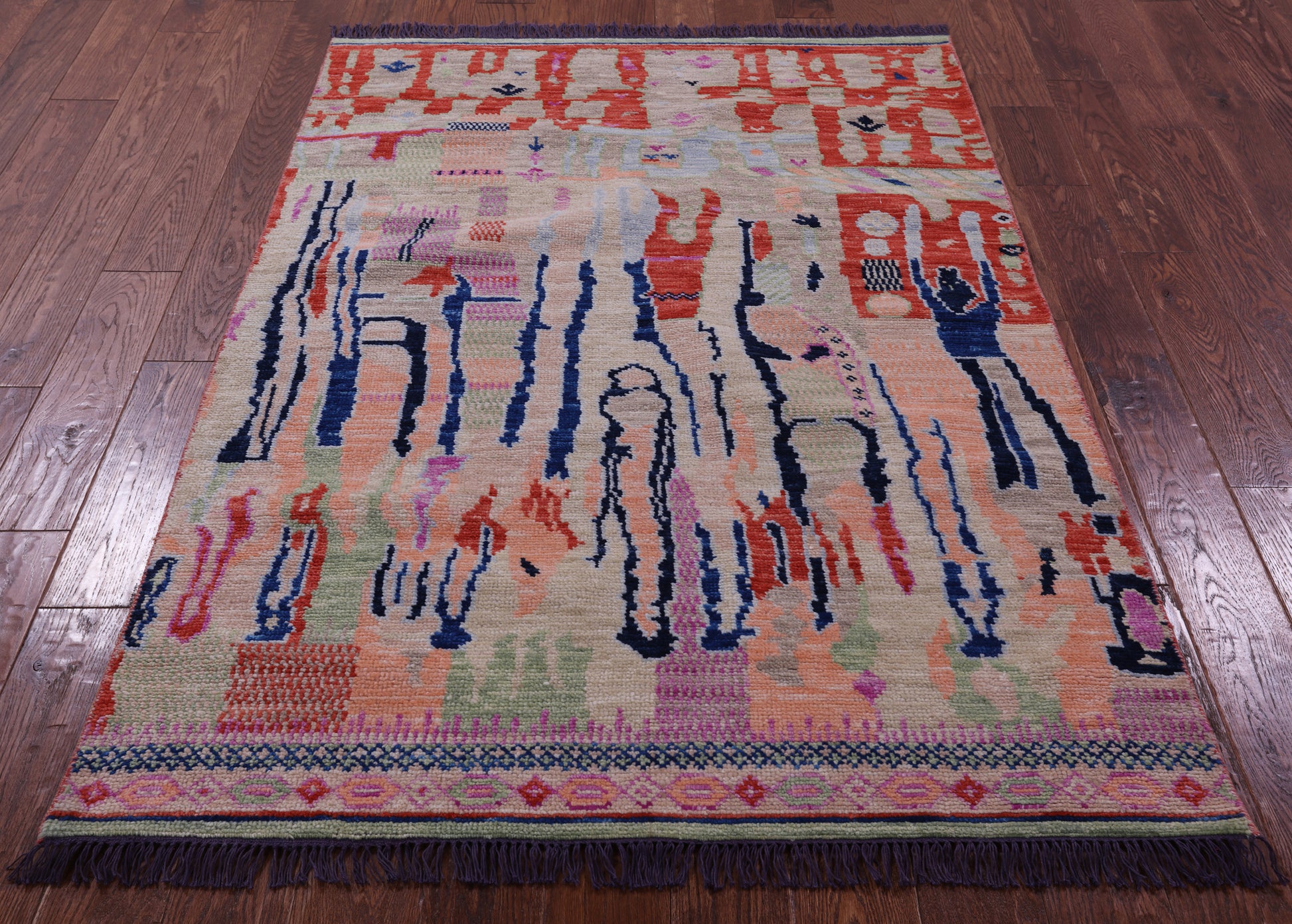 Tribal Moroccan Handmade Wool Rug - 4' 2" X 6' 0" - Golden Nile