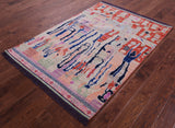 Tribal Moroccan Handmade Wool Rug - 4' 2" X 6' 0" - Golden Nile