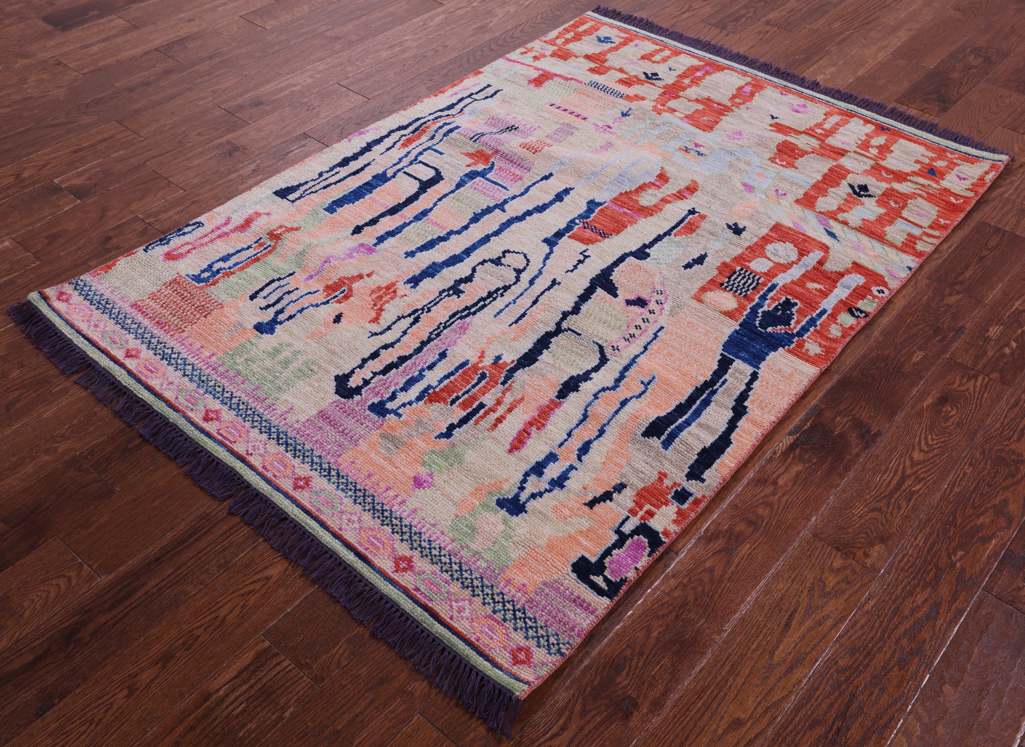 Tribal Moroccan Handmade Wool Rug - 4' 2" X 6' 0" - Golden Nile