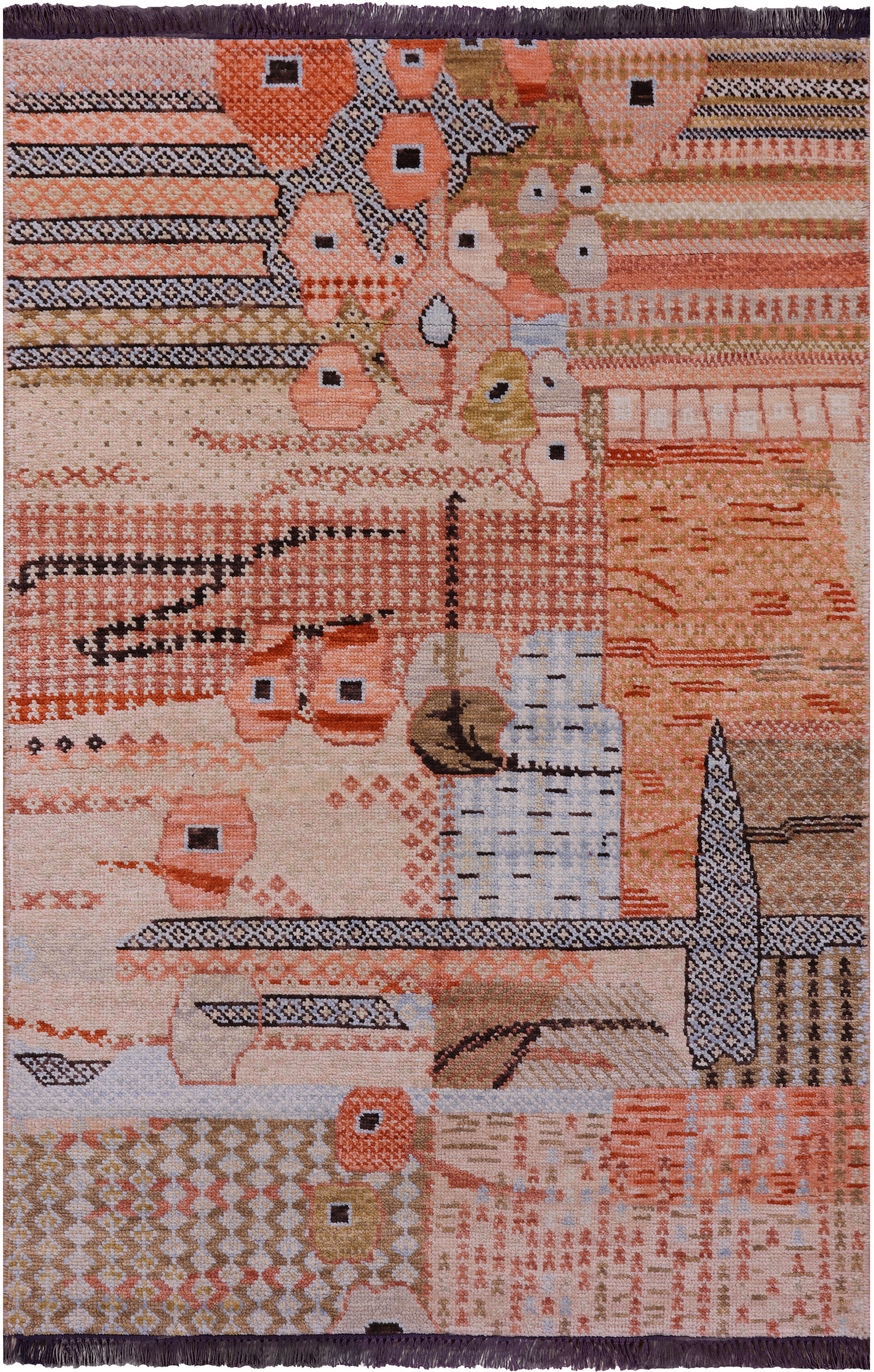 Tribal Moroccan Hand Knotted Wool Rug - 4' 1" X 6' 1" - Golden Nile
