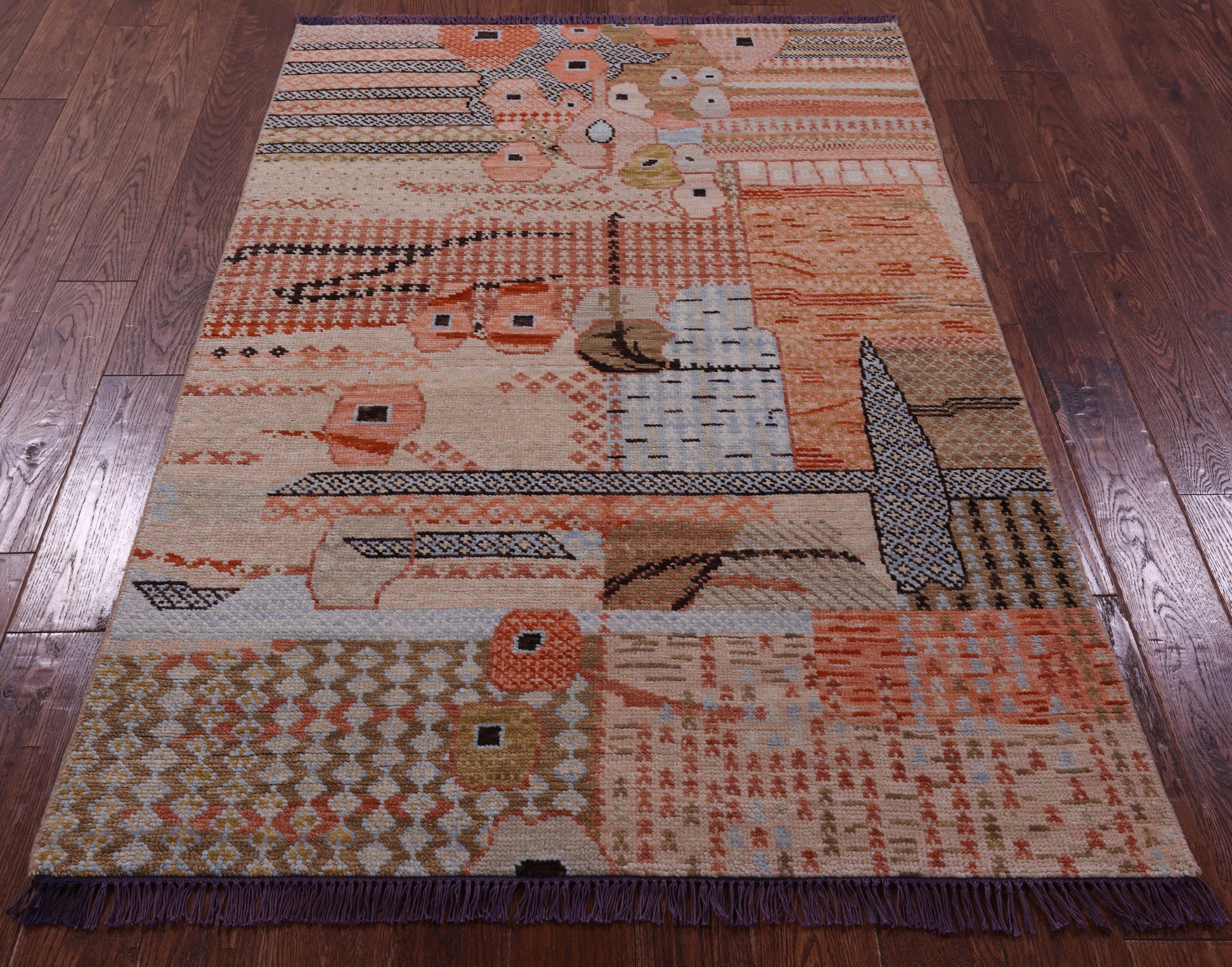 Tribal Moroccan Hand Knotted Wool Rug - 4' 1" X 6' 1" - Golden Nile