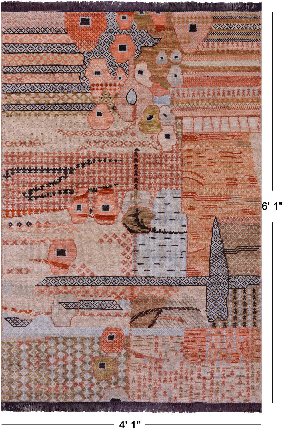 Tribal Moroccan Hand Knotted Wool Rug - 4' 1" X 6' 1" - Golden Nile