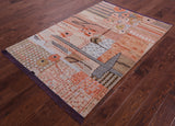 Tribal Moroccan Hand Knotted Wool Rug - 4' 1" X 6' 1" - Golden Nile