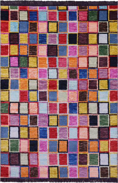 Tribal Moroccan Hand Knotted Wool Rug - 4' 1" X 5' 11" - Golden Nile