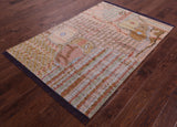 Tribal Moroccan Hand Knotted Wool Rug - 4' 1" X 6' 1" - Golden Nile
