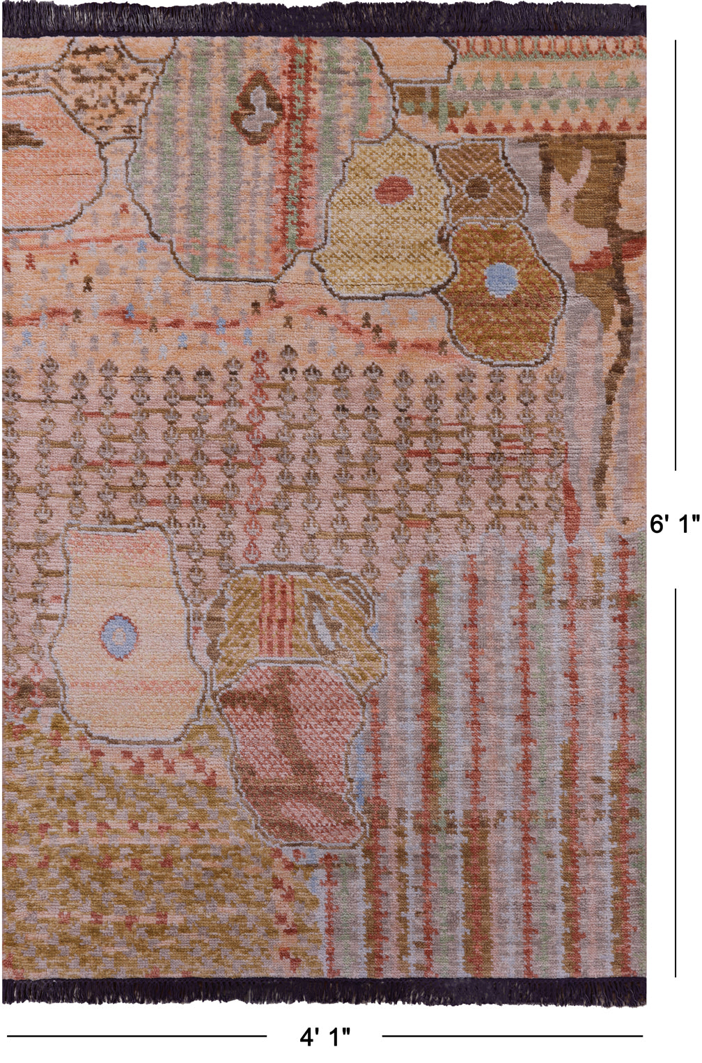 Tribal Moroccan Hand Knotted Wool Rug - 4' 1" X 6' 1" - Golden Nile