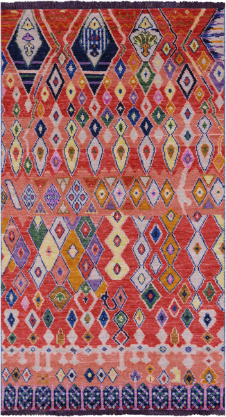 Tribal Moroccan Hand Knotted Wool Rug - 4' 4" X 7' 11" - Golden Nile