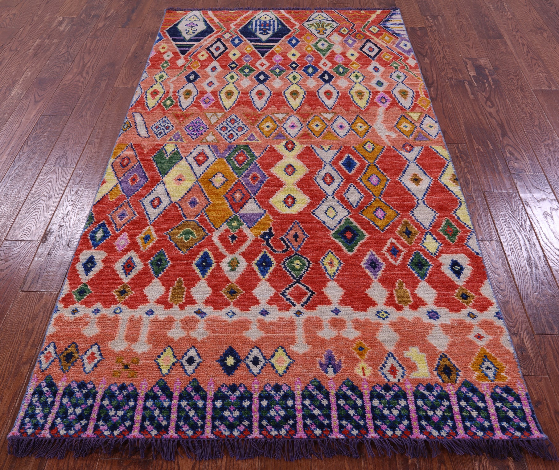 Tribal Moroccan Hand Knotted Wool Rug - 4' 4" X 7' 11" - Golden Nile
