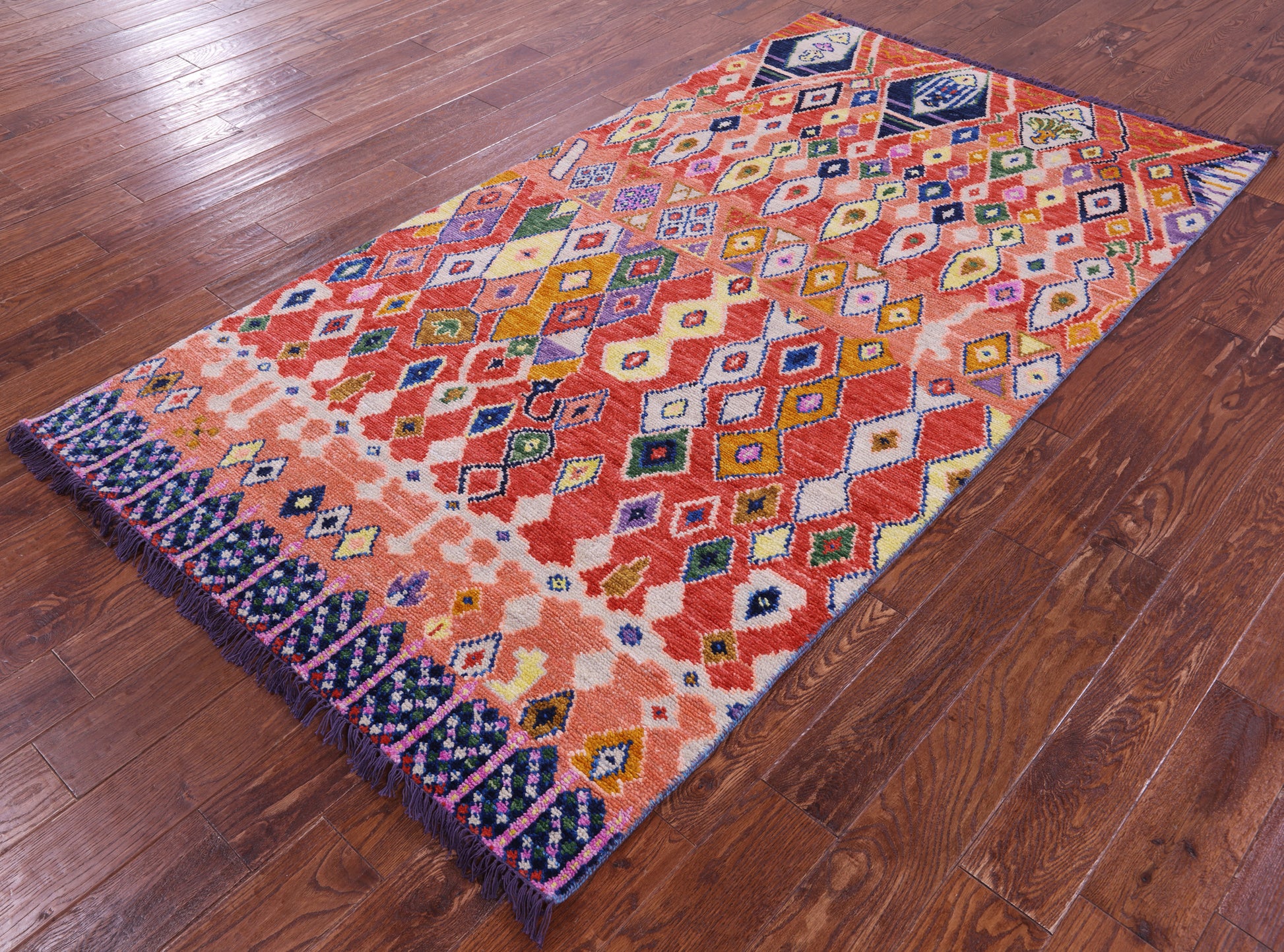 Tribal Moroccan Hand Knotted Wool Rug - 4' 4" X 7' 11" - Golden Nile