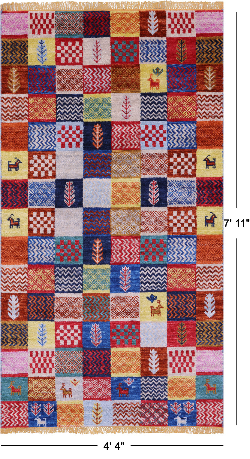 Tribal Moroccan Handmade Wool Rug - 4' 4" X 7' 11" - Golden Nile