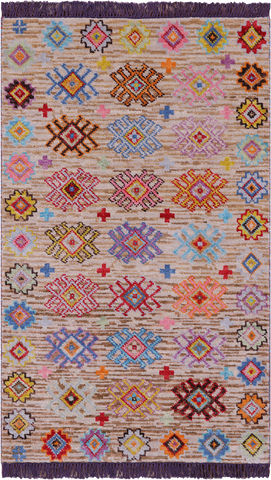 Tribal Moroccan Hand Knotted Wool Rug - 3' 1