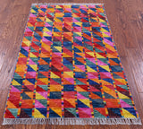 Tribal Moroccan Hand-Knotted Wool Rug - 3' 1" X 5' 1" - Golden Nile