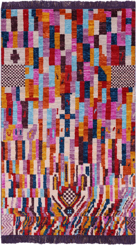 Tribal Moroccan Hand-Knotted Wool Rug - 3' 0