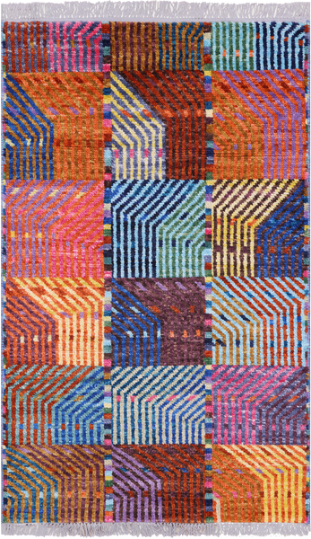 Tribal Moroccan Hand-Knotted Wool Rug - 3' 1" X 5' 1" - Golden Nile