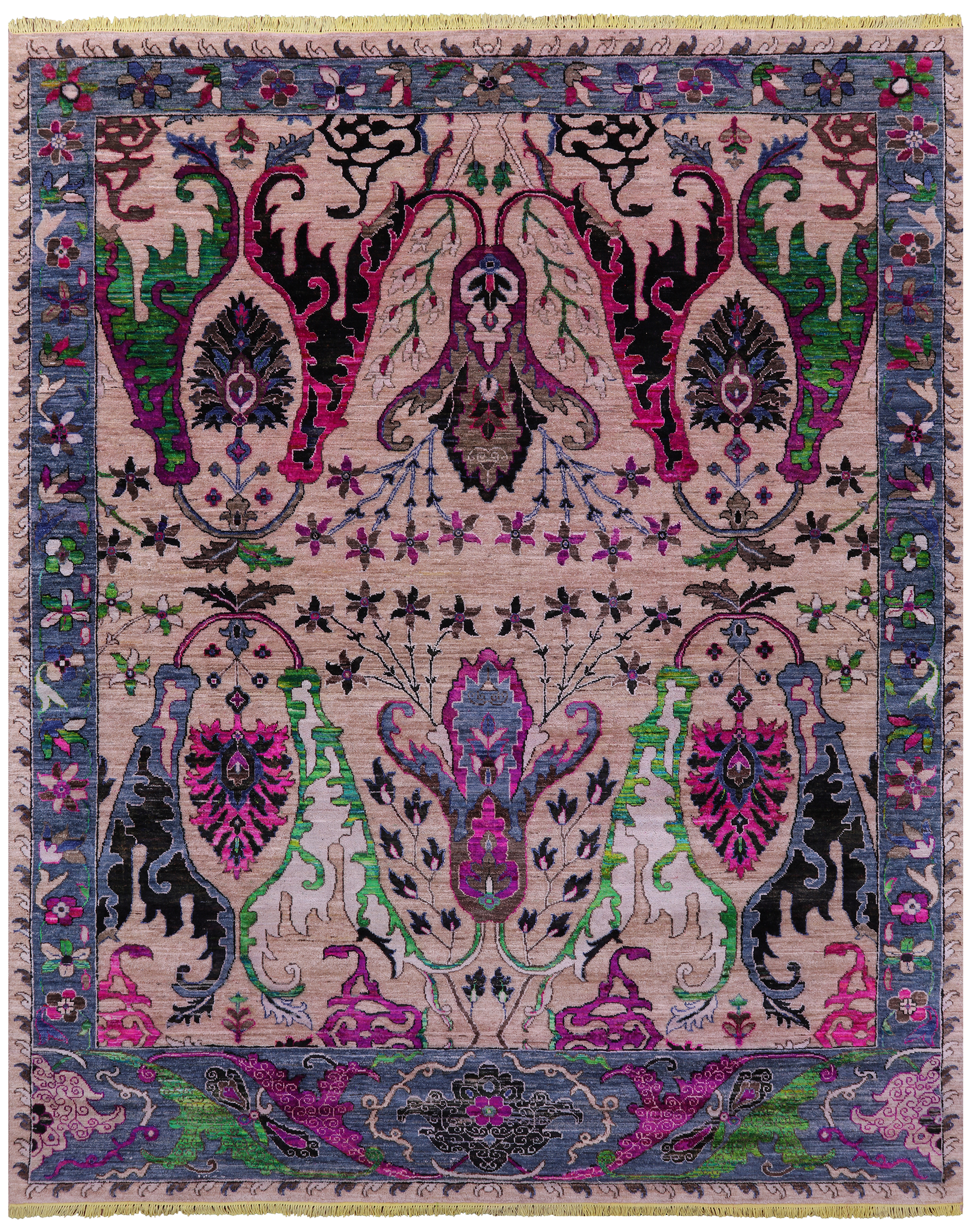 Persian Fine Serapi Hand Knotted Wool & Silk Rug - 8' 0" X 10' 1" - Golden Nile
