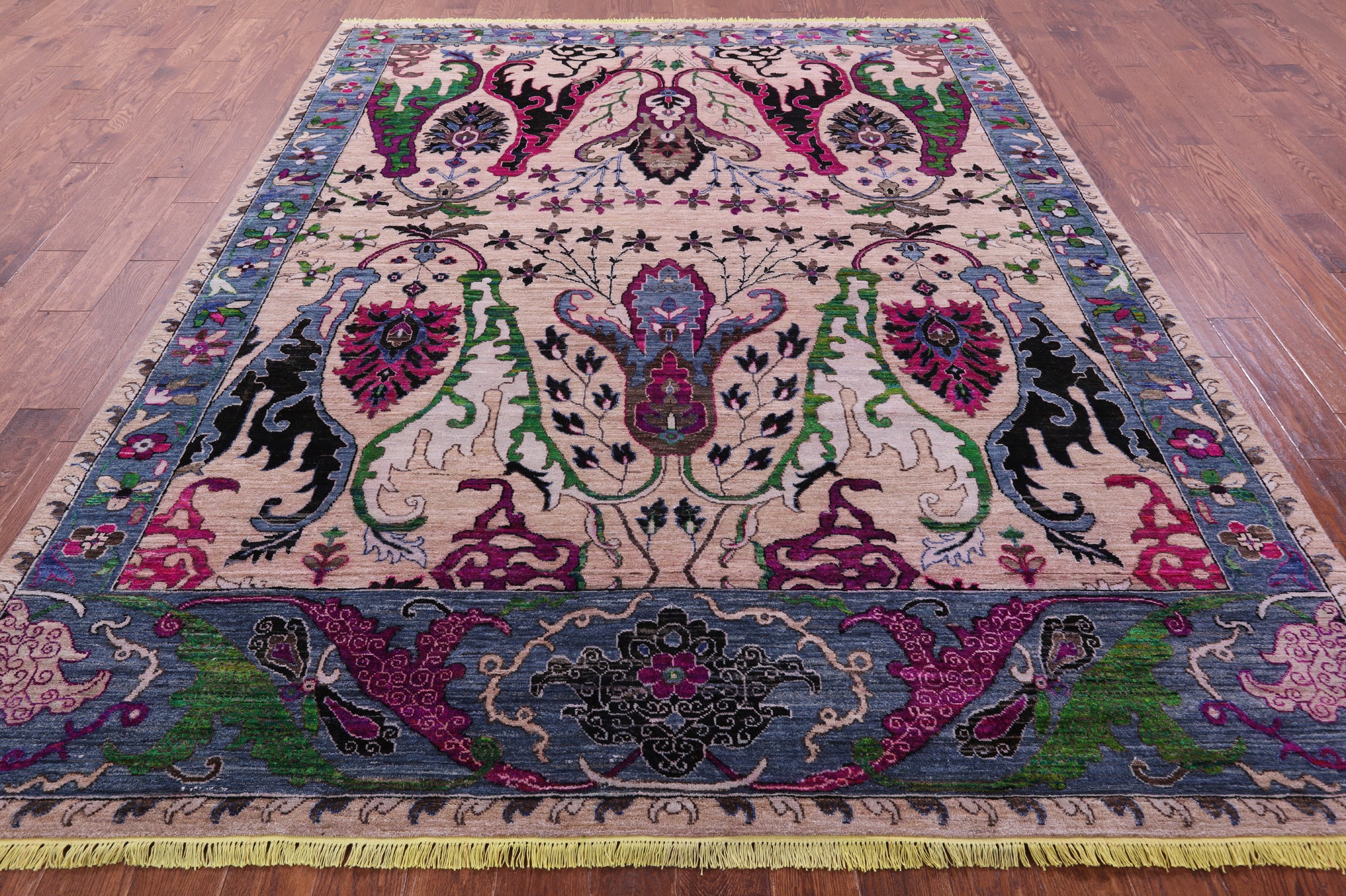Persian Fine Serapi Hand Knotted Wool & Silk Rug - 8' 0" X 10' 1" - Golden Nile