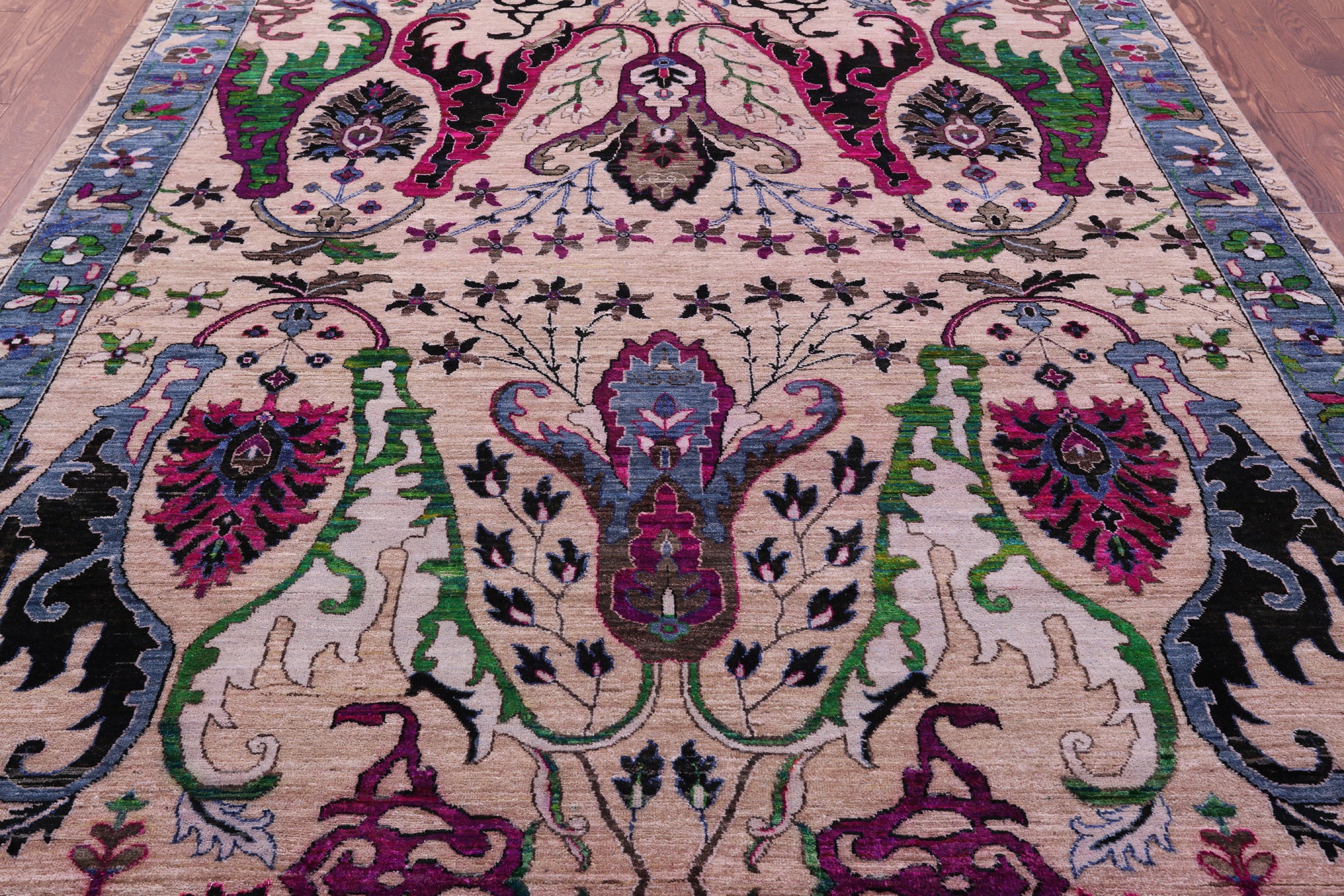 Persian Fine Serapi Hand Knotted Wool & Silk Rug - 8' 0" X 10' 1" - Golden Nile