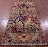 Persian Fine Serapi Handmade Wool & Silk Runner Rug - 4' 1" X 10' 0" - Golden Nile