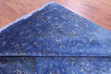 Blue Overdyed Signed Authentic Persian Tabriz Hand Knotted Wool & Silk Rug - 6' 2" X 9' 5" - Golden Nile