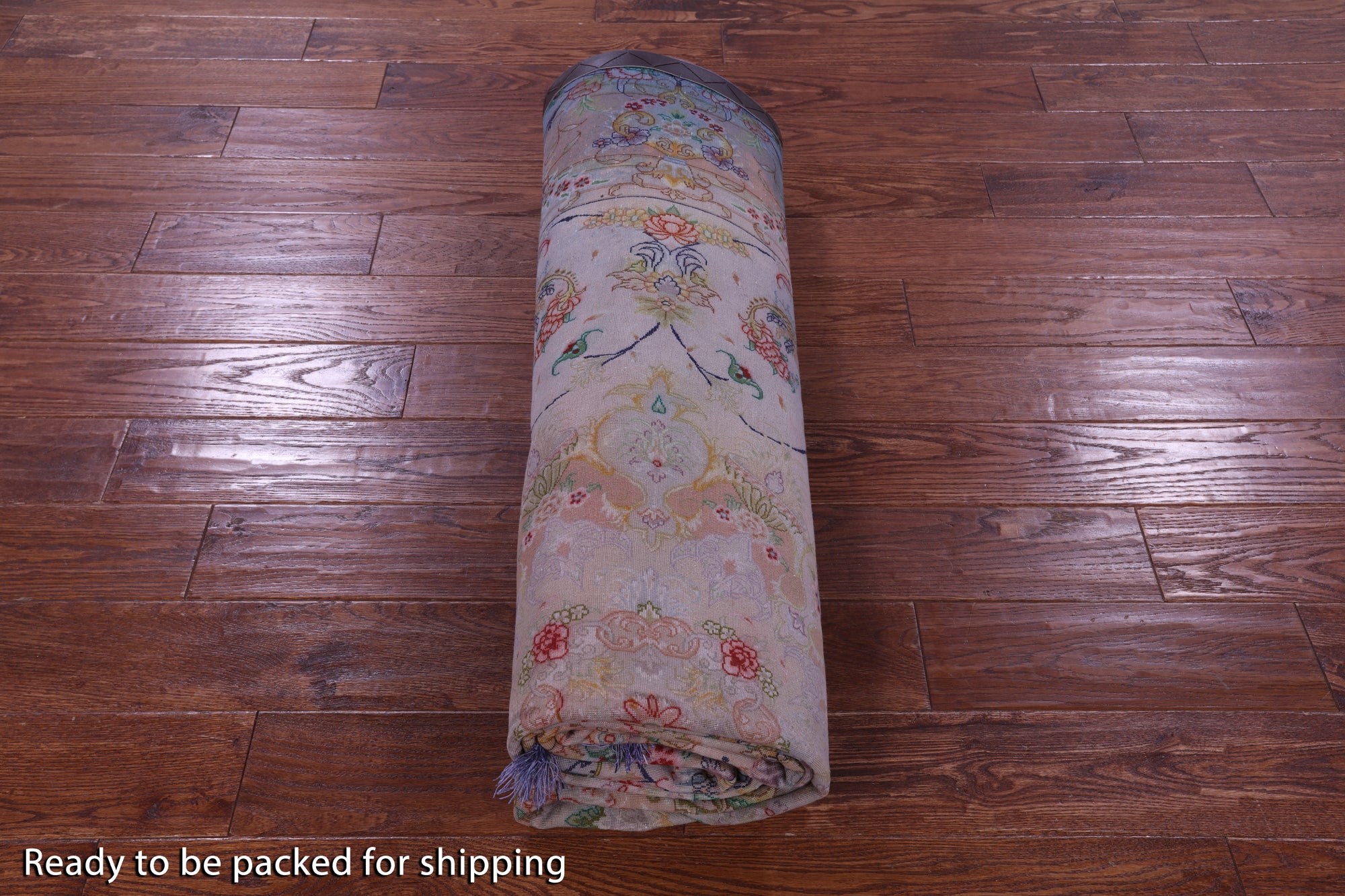 Blue Overdyed Signed Authentic Persian Tabriz Hand Knotted Wool & Silk Rug - 6' 2" X 9' 5" - Golden Nile