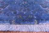 Blue Overdyed Signed Authentic Persian Tabriz Hand Knotted Wool & Silk Rug - 6' 2" X 9' 5" - Golden Nile