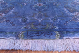 Blue Overdyed Signed Authentic Persian Tabriz Hand Knotted Wool & Silk Rug - 6' 2" X 9' 5" - Golden Nile