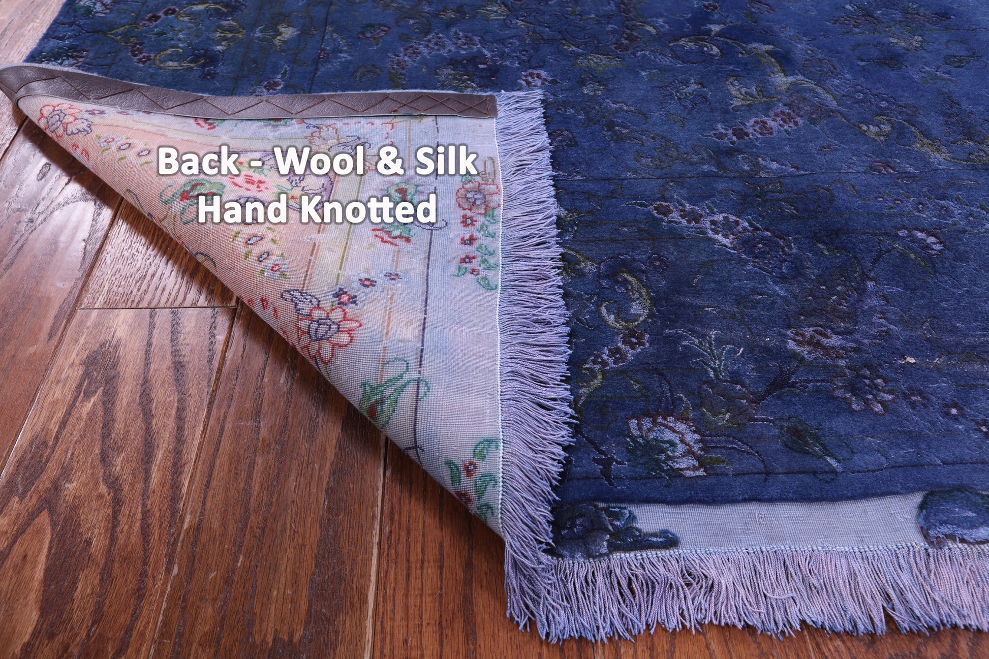 Blue Overdyed Signed Authentic Persian Tabriz Hand Knotted Wool & Silk Rug - 6' 2" X 9' 5" - Golden Nile