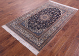 Persian Nain Hand Knotted Wool & Silk Rug - 4' 2" X 6' 10" - Golden Nile