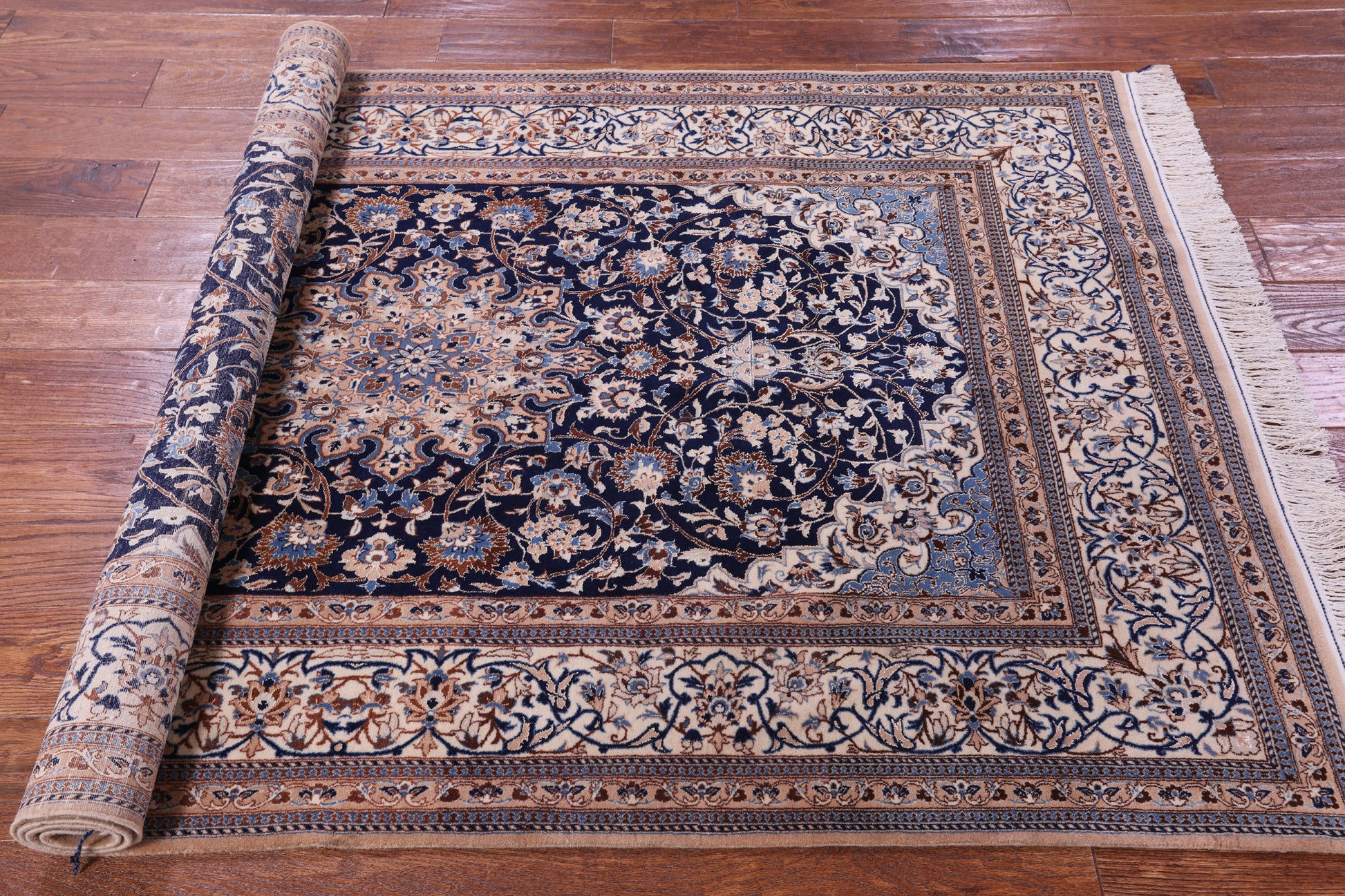 Persian Nain Hand Knotted Wool & Silk Rug - 4' 2" X 6' 10" - Golden Nile