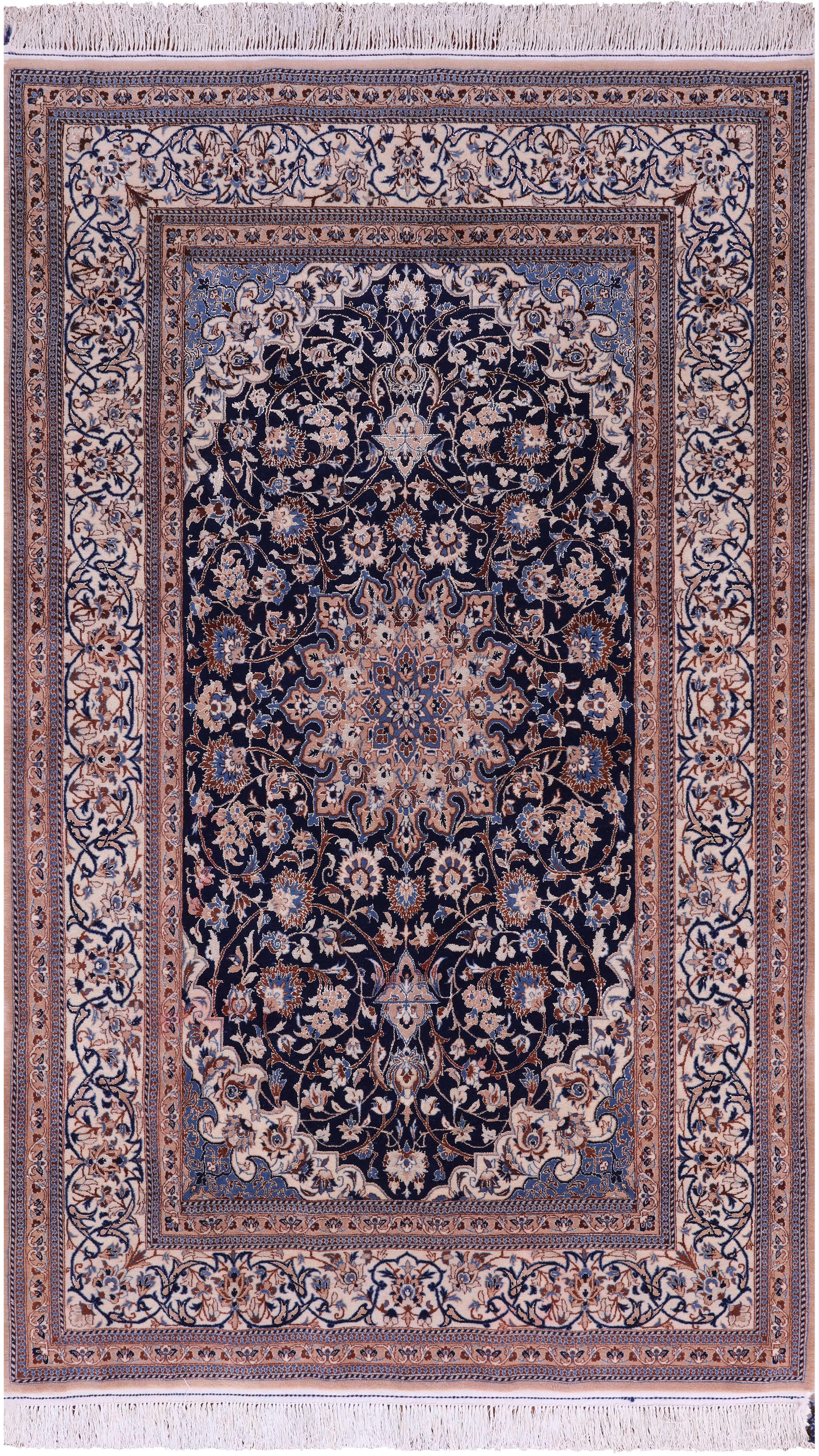 Persian Nain Hand Knotted Wool & Silk Rug - 4' 2" X 6' 10" - Golden Nile