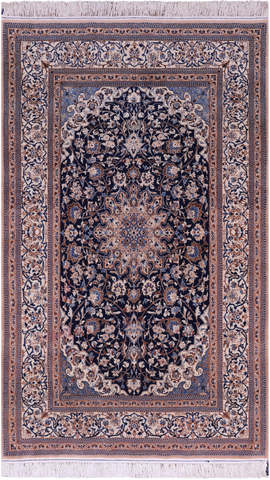 Persian Nain Hand Knotted Wool & Silk Rug - 4' 2