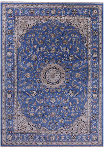 Persian Nain Handmade Wool & Silk Rug - 9' 9" X 14' 0" - Golden Nile