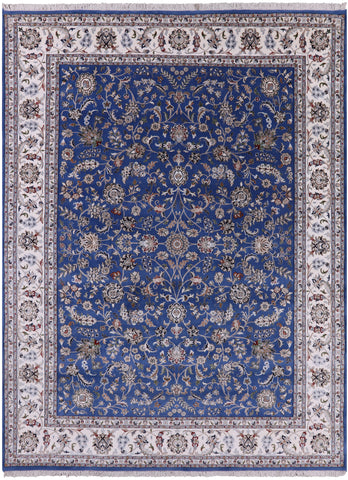 Persian Nain Hand Knotted Wool & Silk Rug - 9' 0