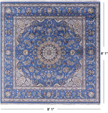 Square Persian Nain Hand Knotted Wool & Silk Rug - 8' 1" X 8' 1" - Golden Nile