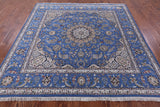 Square Persian Nain Hand Knotted Wool & Silk Rug - 8' 1" X 8' 1" - Golden Nile