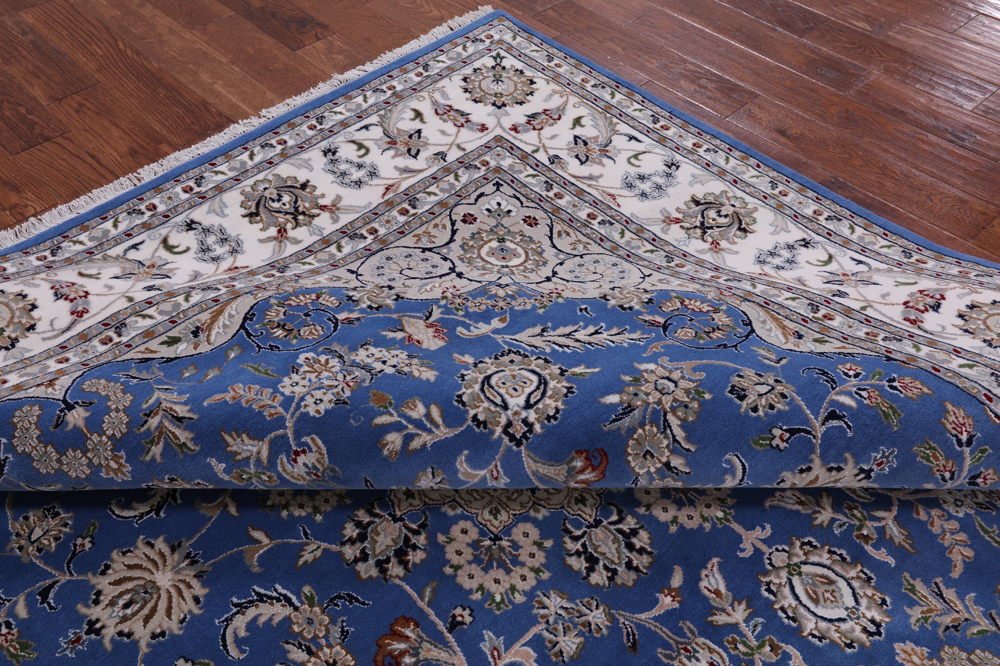 Square Persian Nain Handmade Wool & Silk Rug - 9' 0" X 9' 0" - Golden Nile