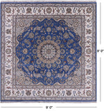 Square Persian Nain Handmade Wool & Silk Rug - 9' 0" X 9' 0" - Golden Nile