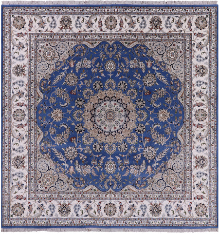 Square Persian Nain Handmade Wool & Silk Rug - 9' 0