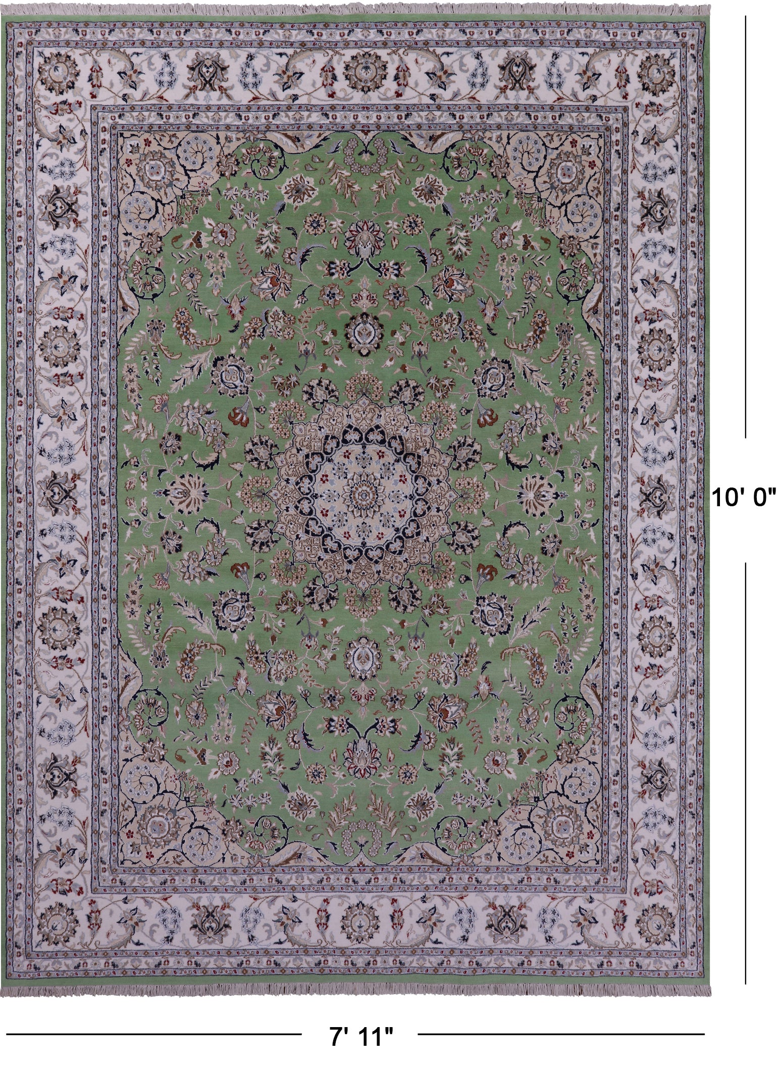 Persian Nain Hand Knotted Wool & Silk Rug - 7' 11" X 10' 0" - Golden Nile
