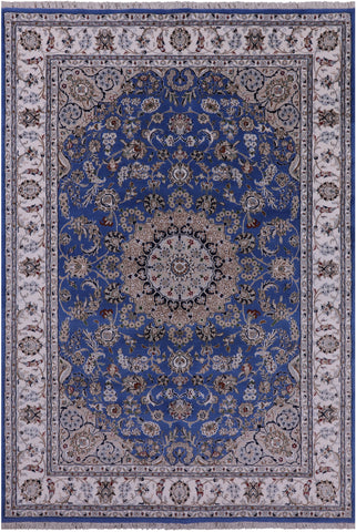 Persian Nain Handmade Wool & Silk Rug - 5' 10