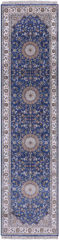 Persian Nain Hand Knotted Wool & Silk Rug - 2' 8