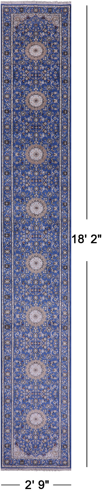 Persian Nain Hand Knotted Wool & Silk Rug - 2' 9" X 18' 2" - Golden Nile