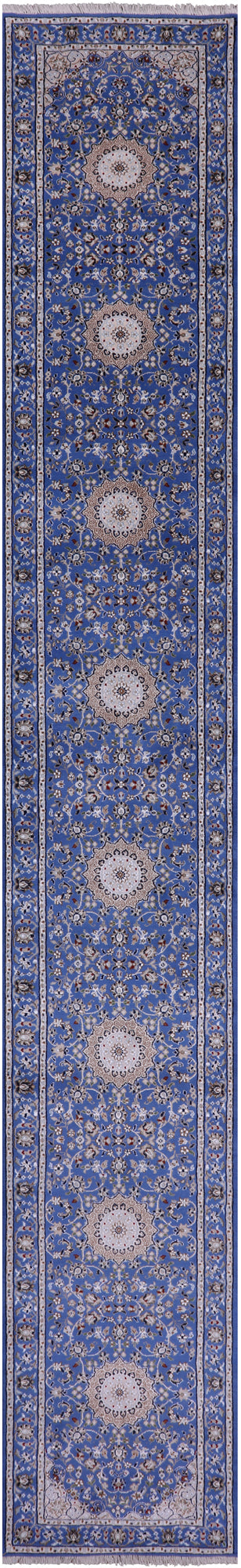 Persian Nain Hand Knotted Wool & Silk Rug - 2' 9" X 18' 2" - Golden Nile