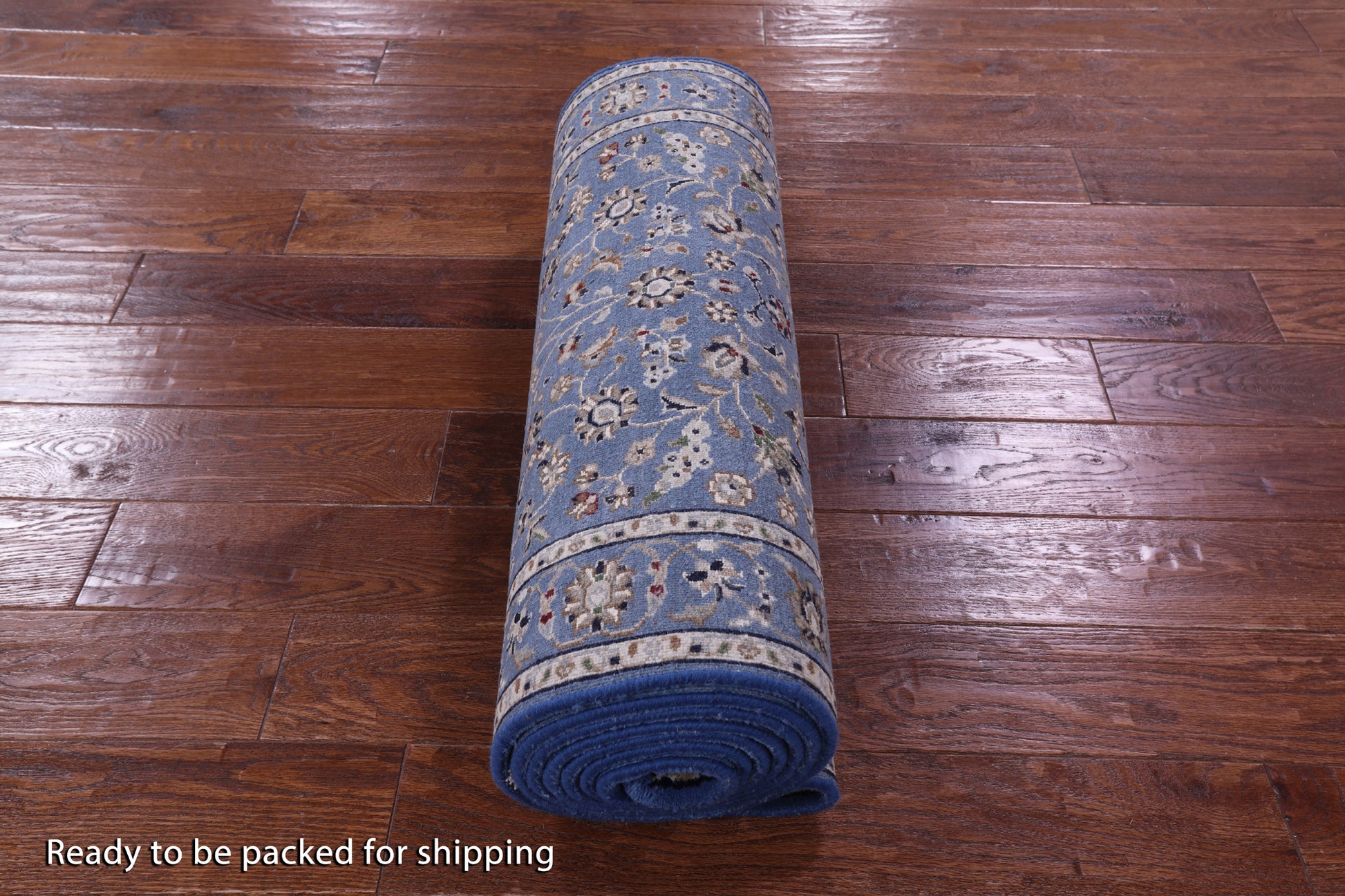 Blue Persian Nain Handmade Wool & Silk Runner Rug - 2' 9" X 12' 1" - Golden Nile