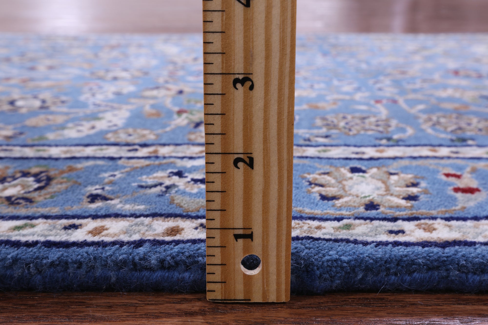 Blue Persian Nain Handmade Wool & Silk Runner Rug - 2' 9" X 12' 1" - Golden Nile