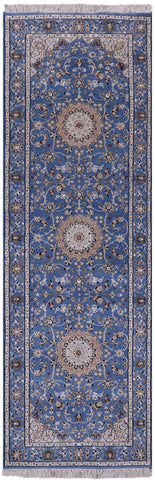 Persian Nain Hand Knotted Wool & Silk Rug - 2' 8