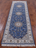 Persian Nain Hand Knotted Wool & Silk Rug - 2' 7" X 8' 2" - Golden Nile